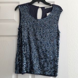 Navy sequin top